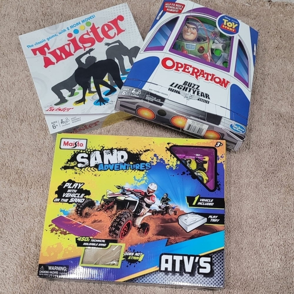 Children Activity Games Twister/ Buzz Lightyear Operation/ ATV Sand Play Age 6+ - Picture 3 of 8